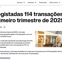 Registadas 114 transaes no primeiro trimestre de 2025
